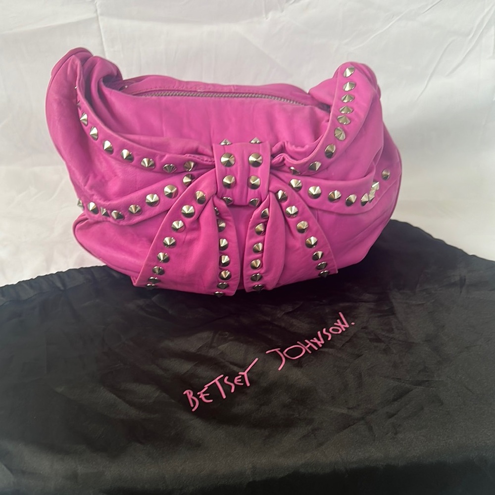 Betsey Johnson Fuchsia Studded Clutch